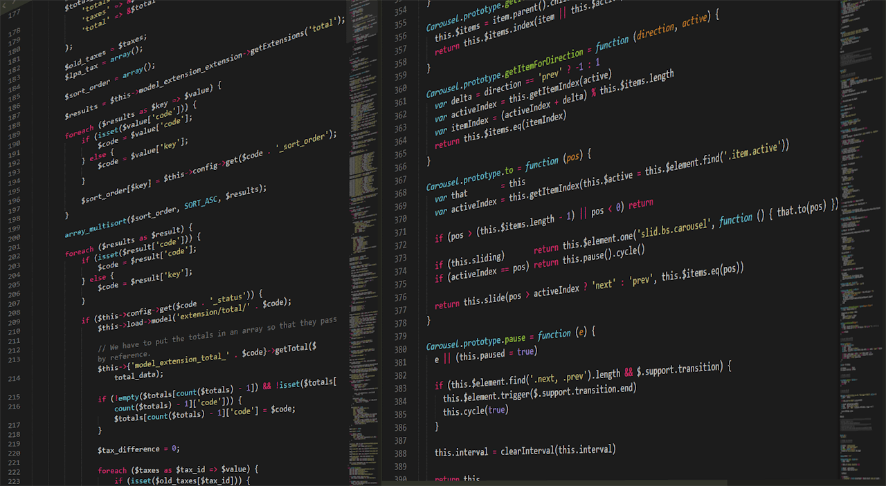 Close-up view of programming code in a text editor on a computer screen.